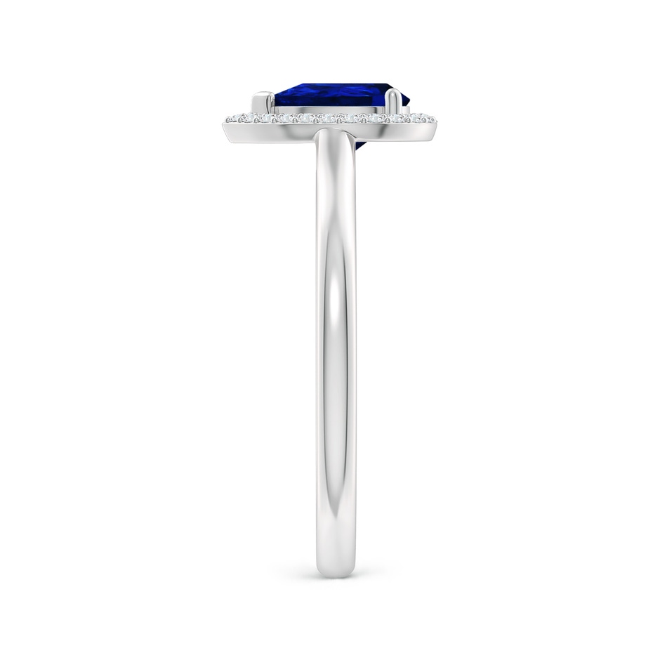 7x5mm AAAA Pear-Shaped Blue Sapphire Halo Ring in White Gold side-2