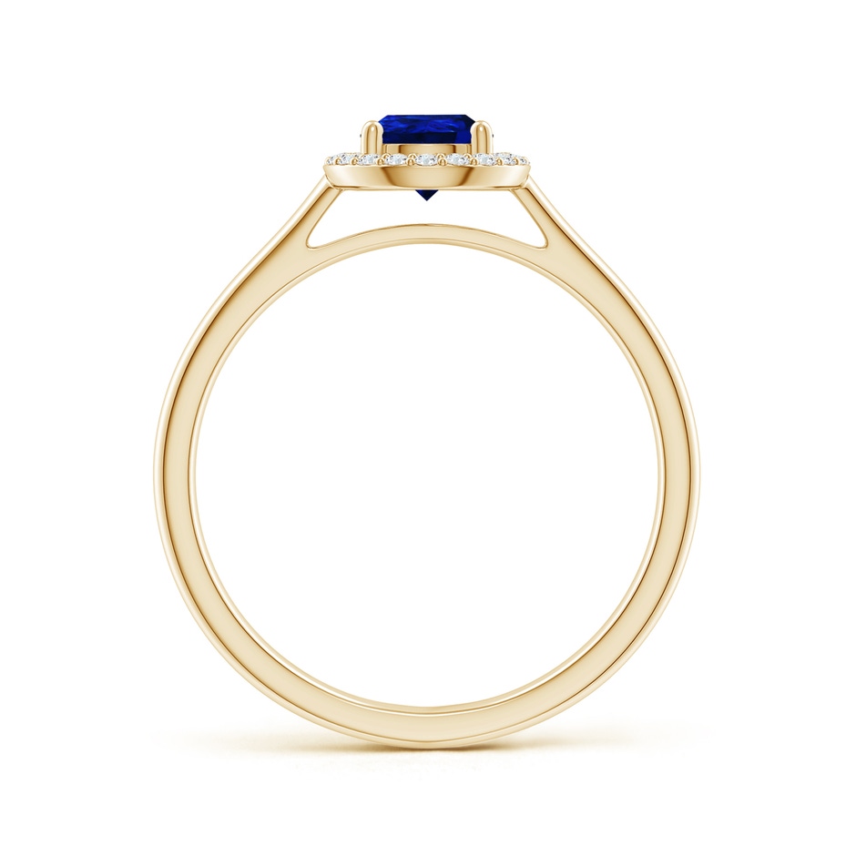 7x5mm AAAA Pear-Shaped Blue Sapphire Halo Ring in Yellow Gold side-1