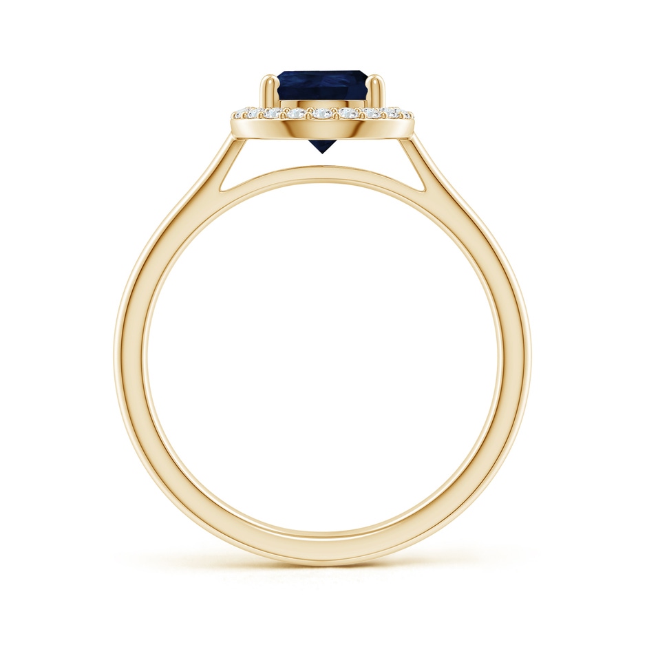 9x6mm A Pear-Shaped Blue Sapphire Halo Ring in Yellow Gold side-1