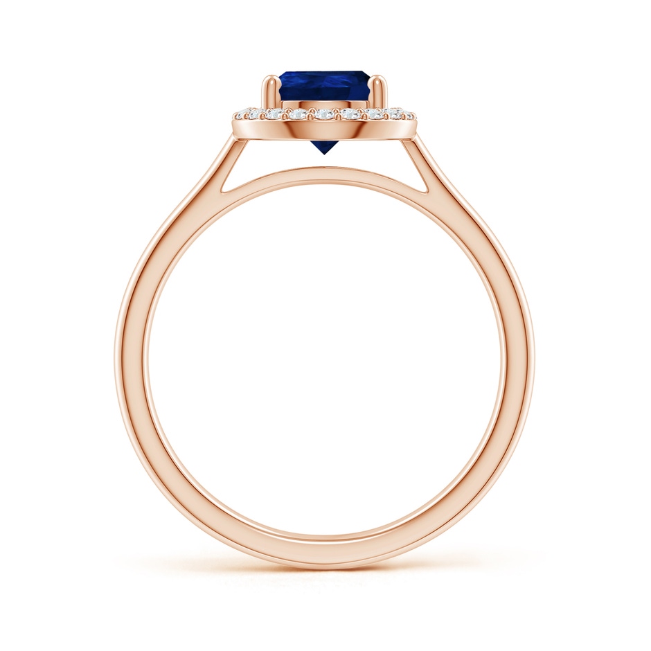 9x6mm AA Pear-Shaped Blue Sapphire Halo Ring in Rose Gold side-1