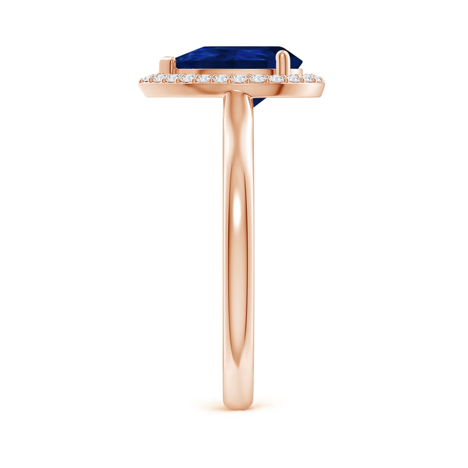 9x6mm AA Pear-Shaped Blue Sapphire Halo Ring in Rose Gold side-2