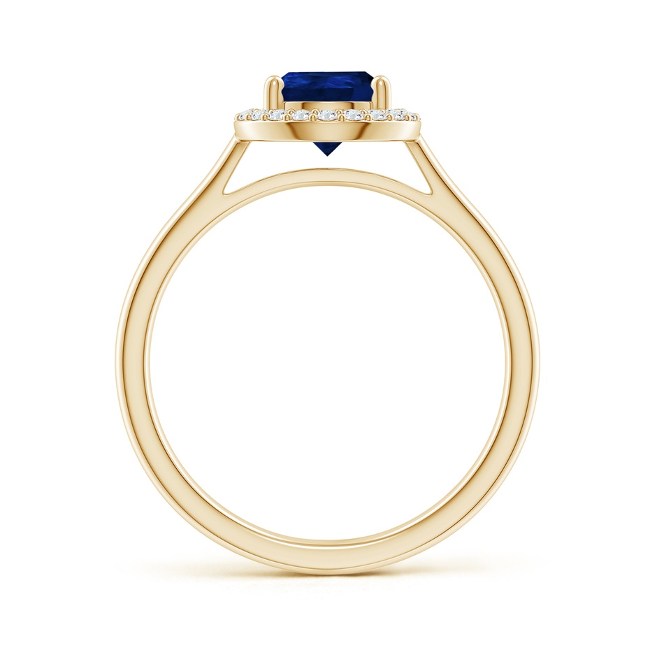 9x6mm AA Pear-Shaped Blue Sapphire Halo Ring in Yellow Gold side-1
