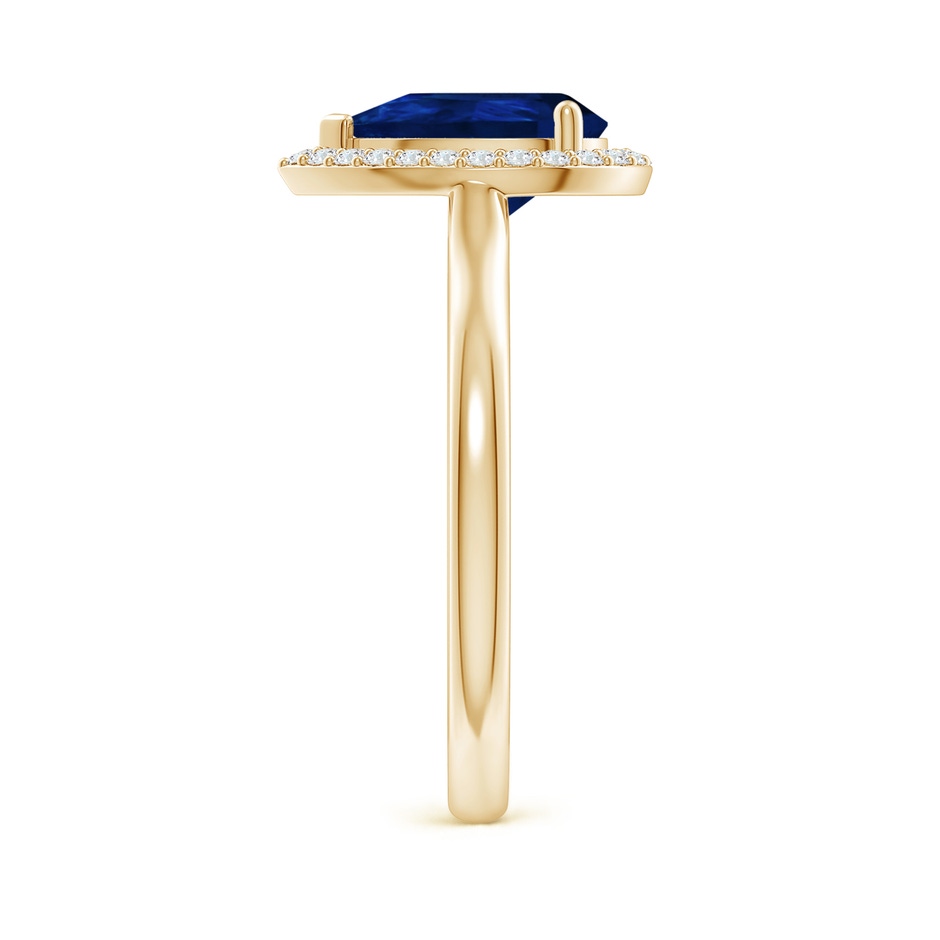 9x6mm AA Pear-Shaped Blue Sapphire Halo Ring in Yellow Gold side-2
