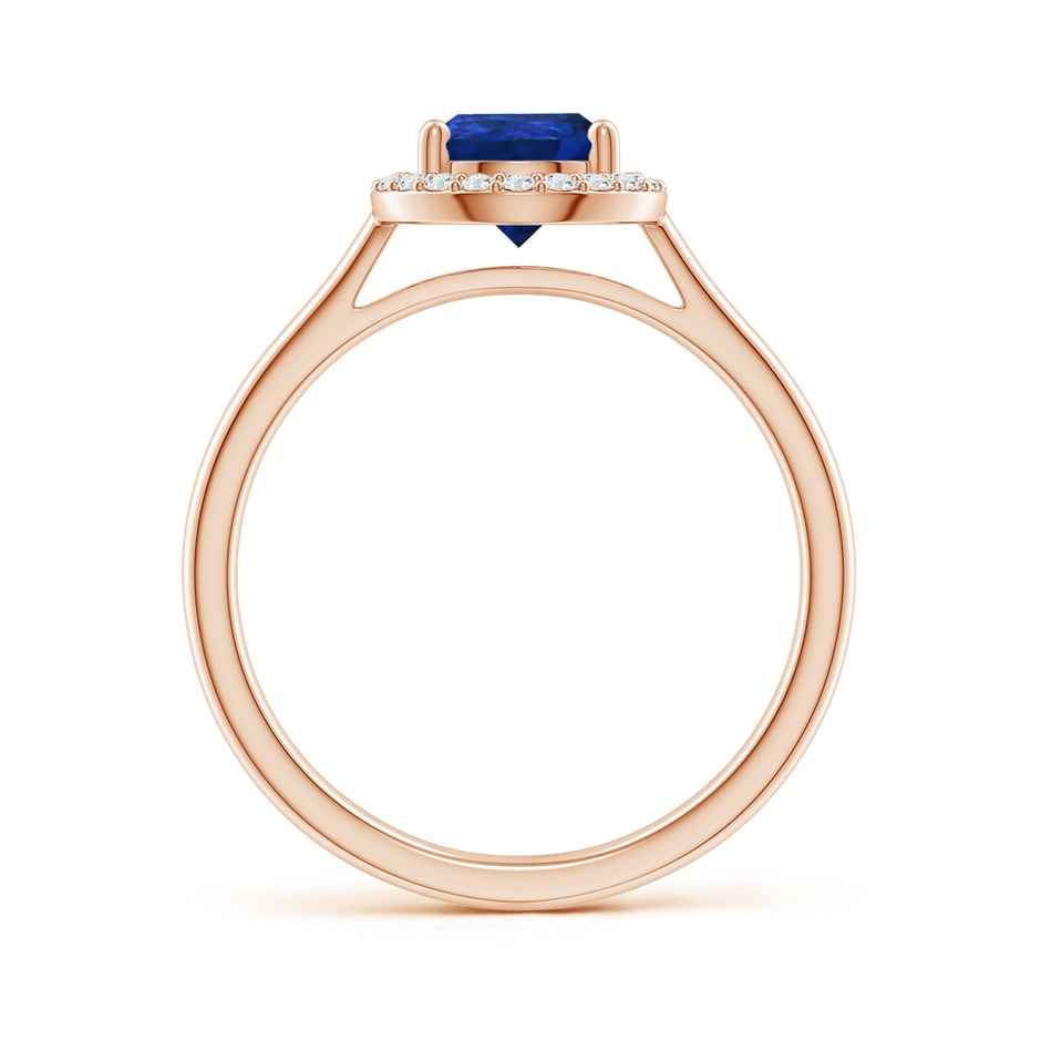 9x6mm AAA Pear-Shaped Blue Sapphire Halo Ring in Rose Gold side-1