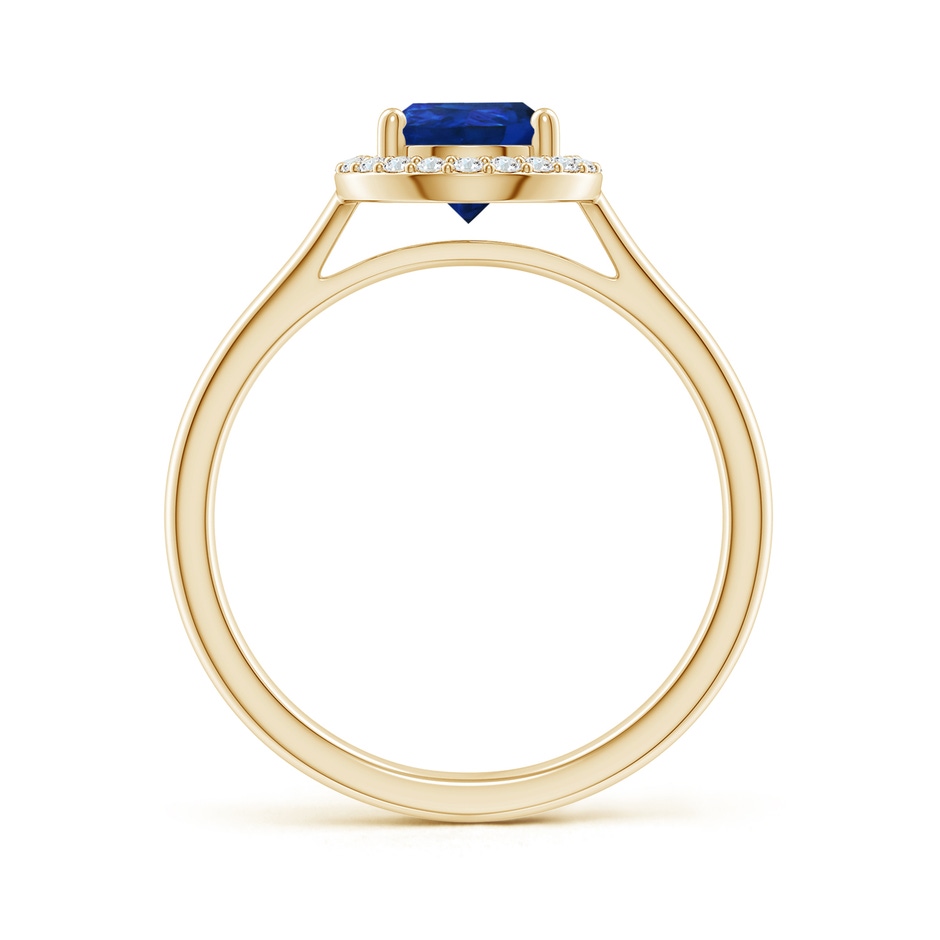 9x6mm AAA Pear-Shaped Blue Sapphire Halo Ring in Yellow Gold side-1