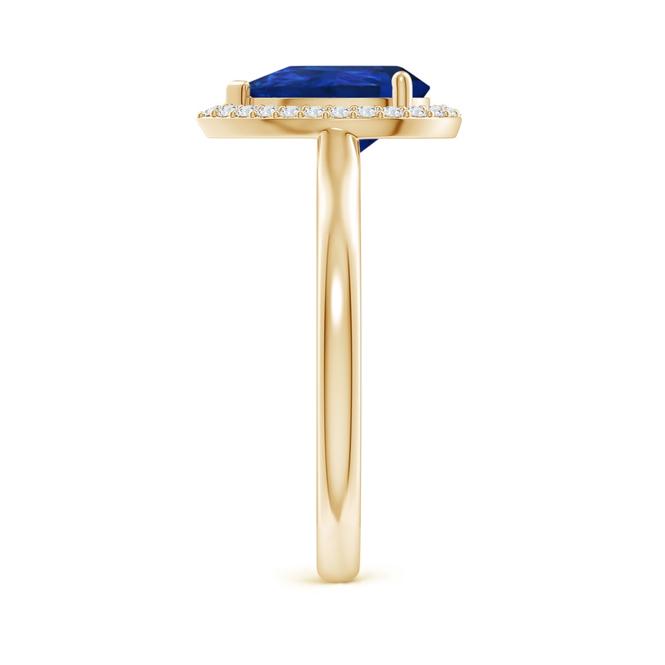 9x6mm AAA Pear-Shaped Blue Sapphire Halo Ring in Yellow Gold side-2