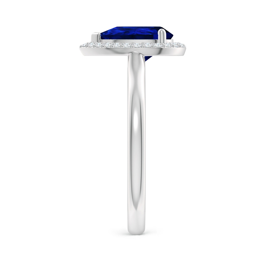 9x6mm AAAA Pear-Shaped Blue Sapphire Halo Ring in White Gold side-2