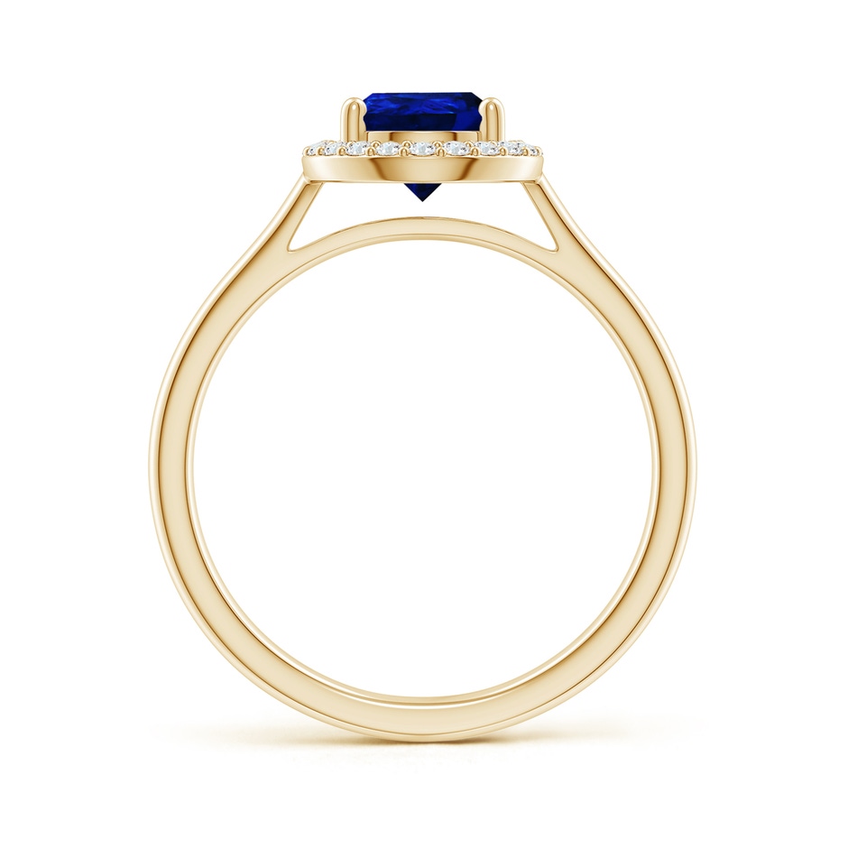 9x6mm AAAA Pear-Shaped Blue Sapphire Halo Ring in Yellow Gold side-1