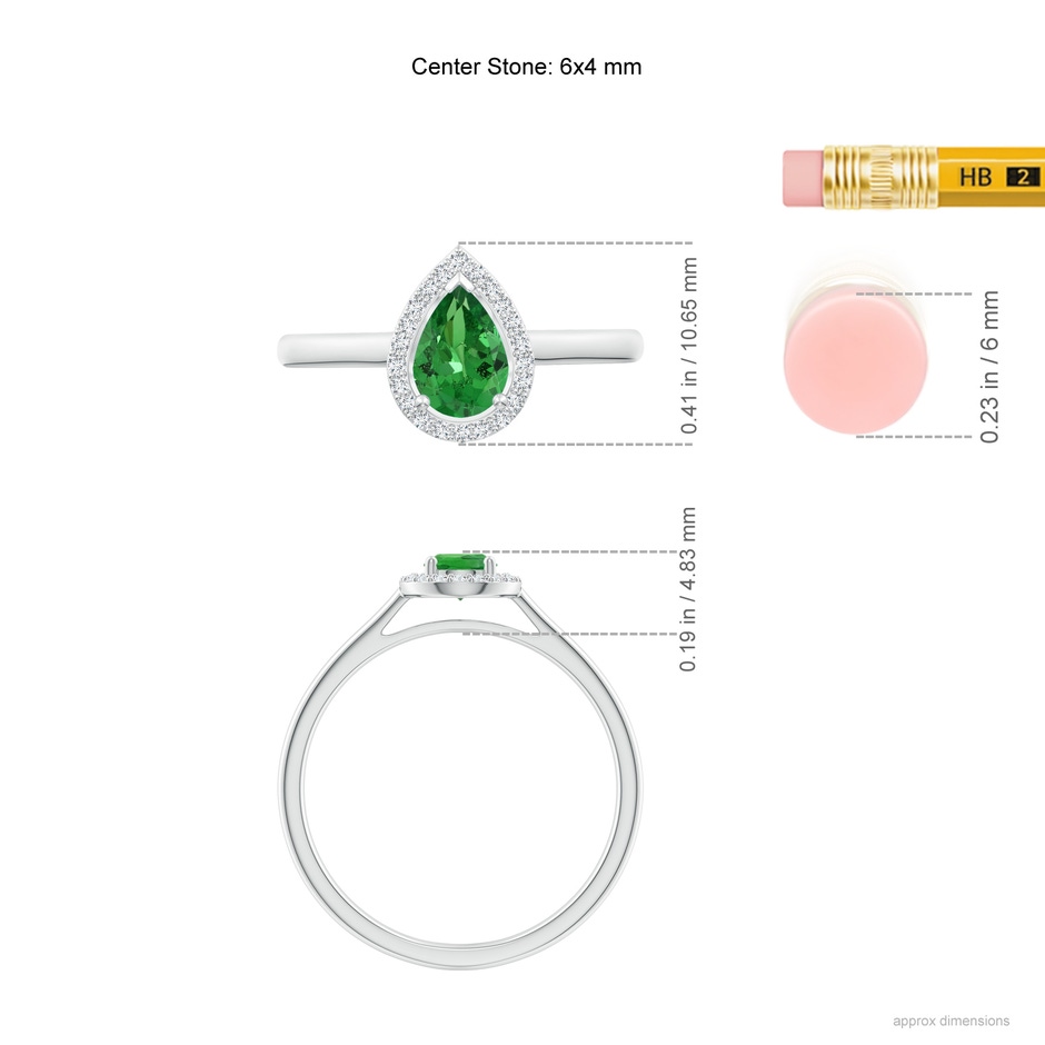 6x4mm AAA Pear-Shaped Tsavorite Halo Ring in White Gold ruler