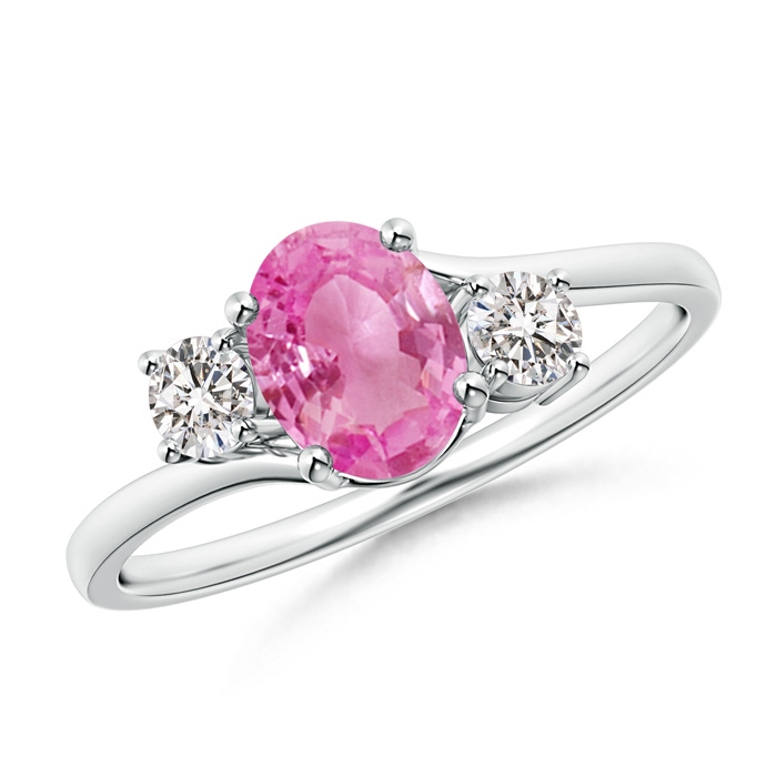 7x5mm AA Bypass Pink Sapphire and Diamond Three Stone Ring in P950 Platinum 