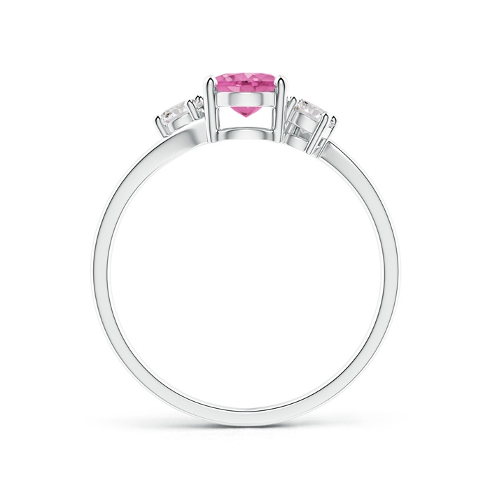 7x5mm AA Bypass Pink Sapphire and Diamond Three Stone Ring in P950 Platinum side-1