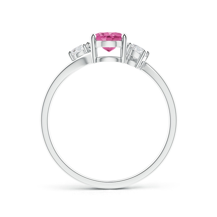 7x5mm AAA Bypass Pink Sapphire and Diamond Three Stone Ring in White Gold side-1