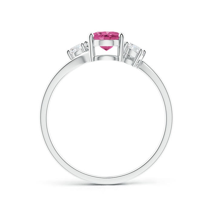 7x5mm AAAA Bypass Pink Sapphire and Diamond Three Stone Ring in 10K White Gold Product Image