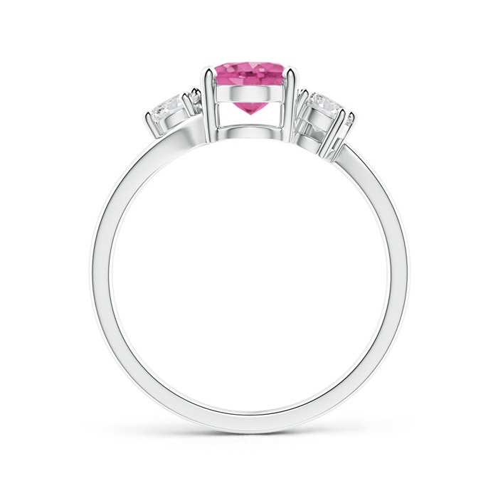 8x6mm AAA Bypass Pink Sapphire and Diamond Three Stone Ring in White Gold side-1