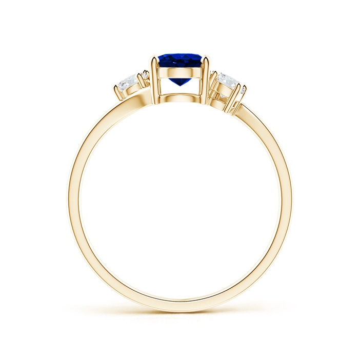 7x5mm Lab-Grown Bypass Blue Sapphire and Diamond Three Stone Ring in Yellow Gold side-1