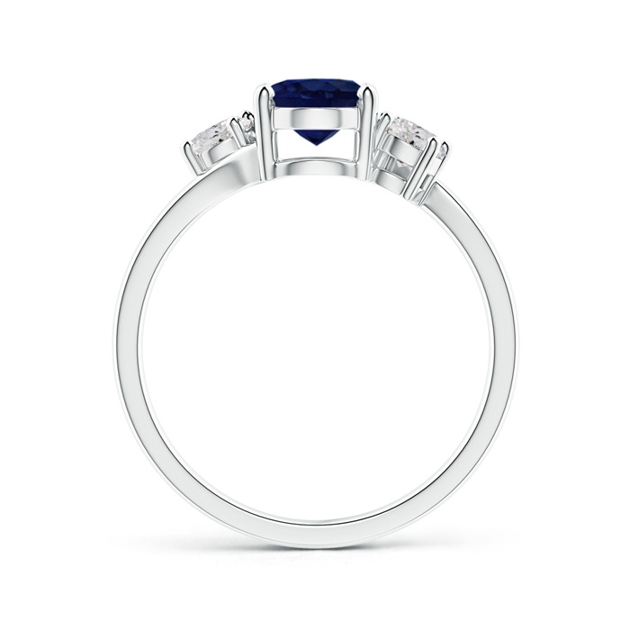 8x6mm A Bypass Blue Sapphire and Diamond Three Stone Ring in White Gold side-1