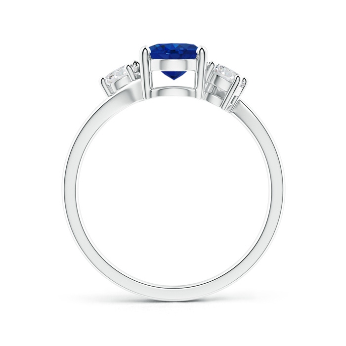 Bypass Blue Sapphire and Diamond Three Stone Ring | Angara