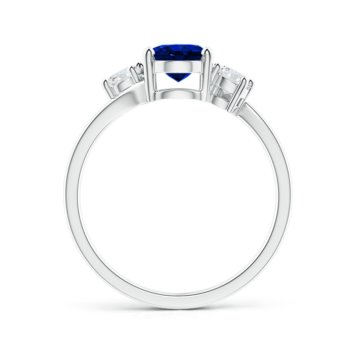 8x6mm Lab-Grown Bypass Blue Sapphire and Diamond Three Stone Ring in White Gold side-1