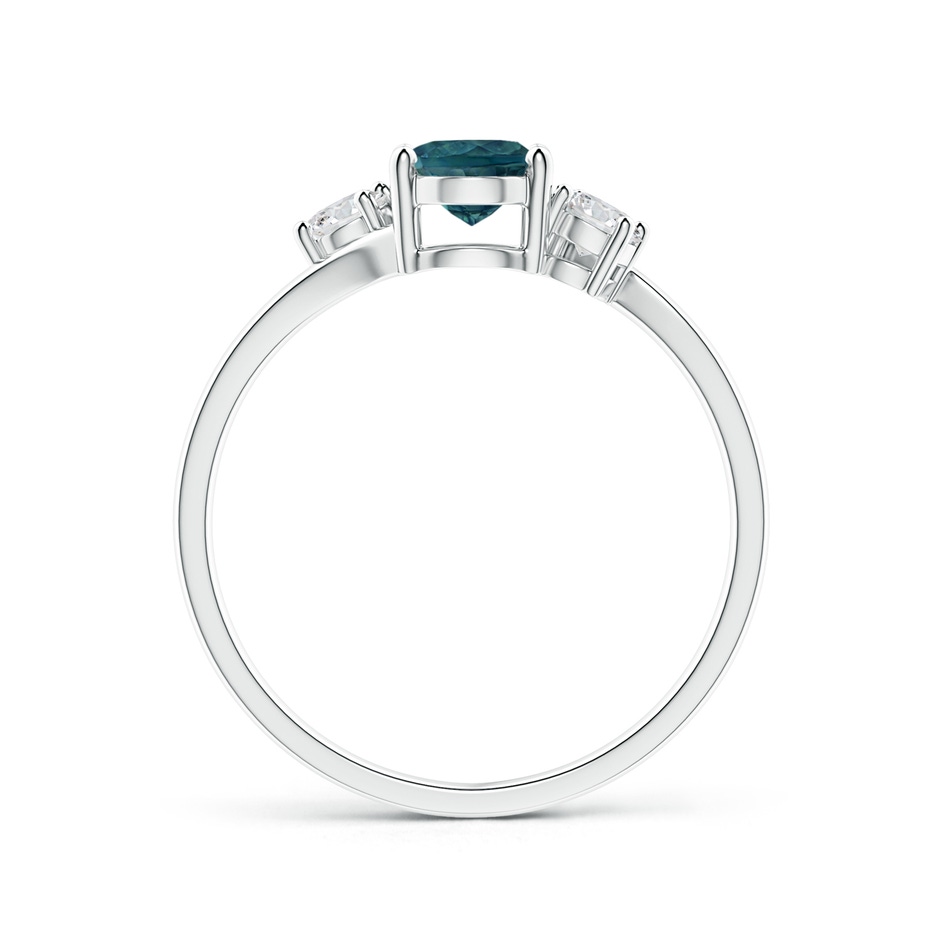 7x5mm AAA Bypass Teal Montana Sapphire and Diamond Three Stone Ring in White Gold side 1