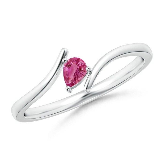 4x3mm AAAA Bypass Pear-Shaped Pink Sapphire Ring in P950 Platinum