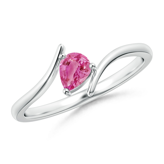 5x4mm AAA Bypass Pear-Shaped Pink Sapphire Ring in White Gold 