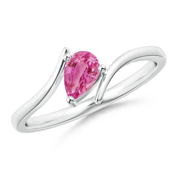 6x4mm AAA Bypass Pear-Shaped Pink Sapphire Ring in White Gold