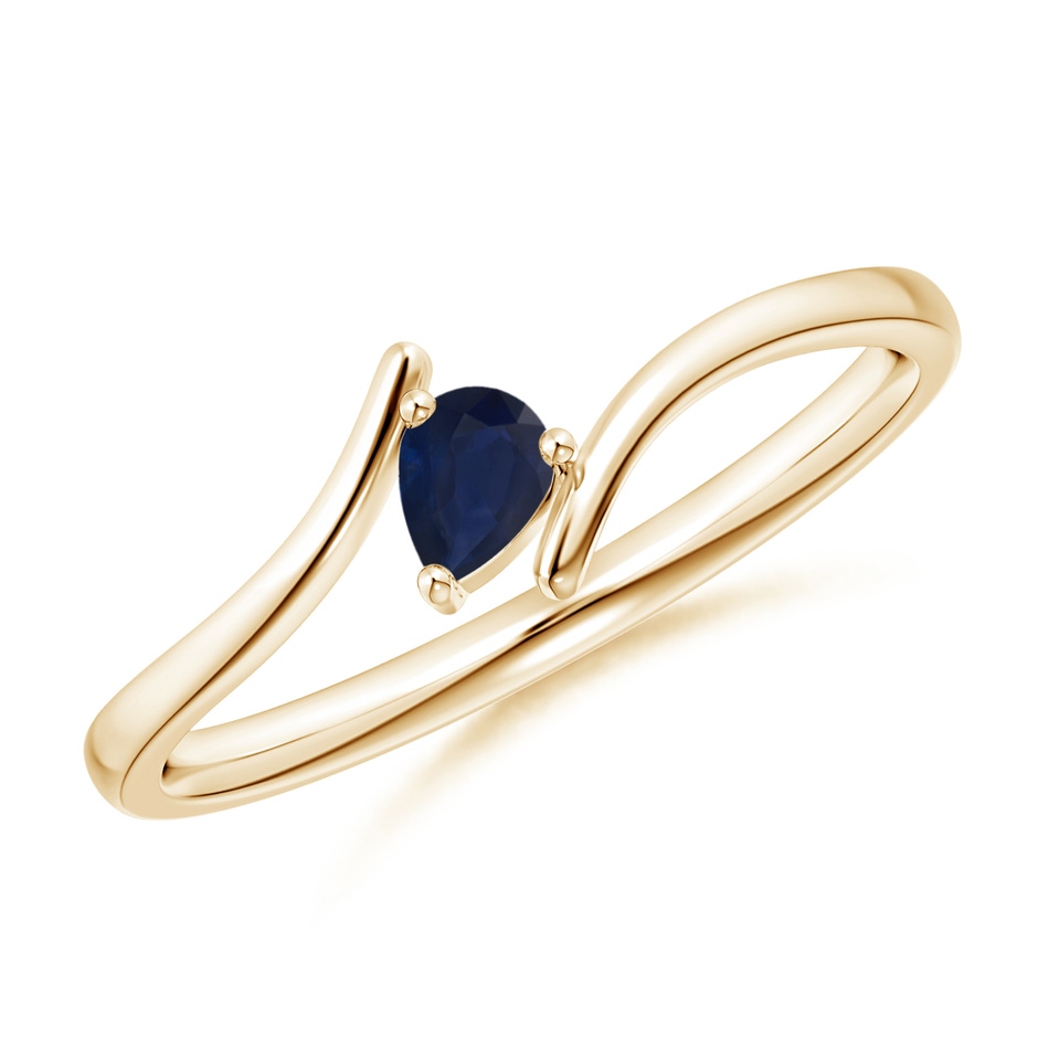 4x3mm A Bypass Pear-Shaped Blue Sapphire Ring in 9K Yellow Gold 