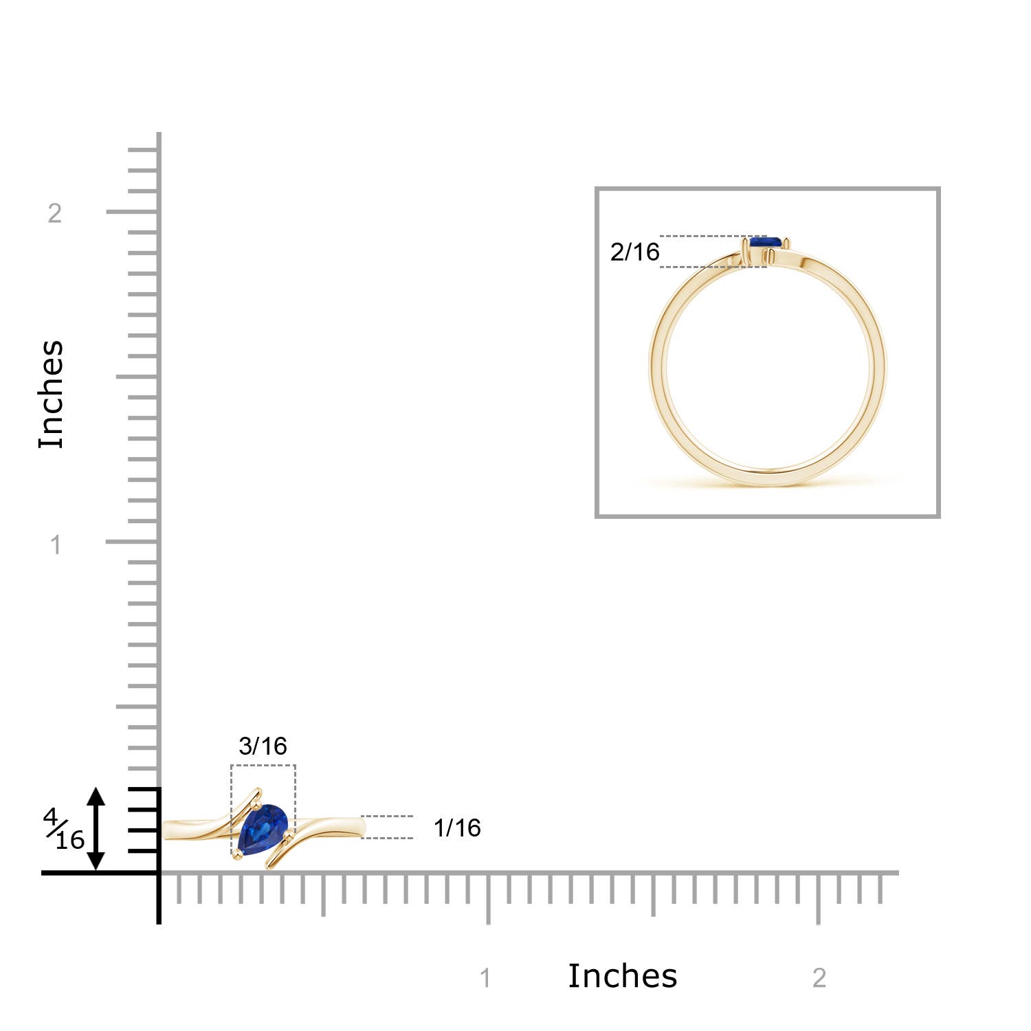 AAA - Blue Sapphire / 0.17 CT / 14 KT Yellow Gold