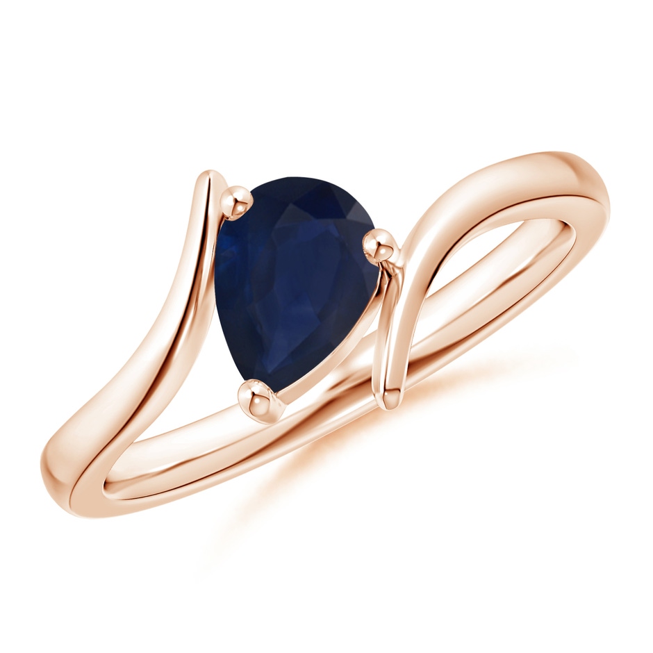 7x5mm A Bypass Pear-Shaped Blue Sapphire Ring in Rose Gold 