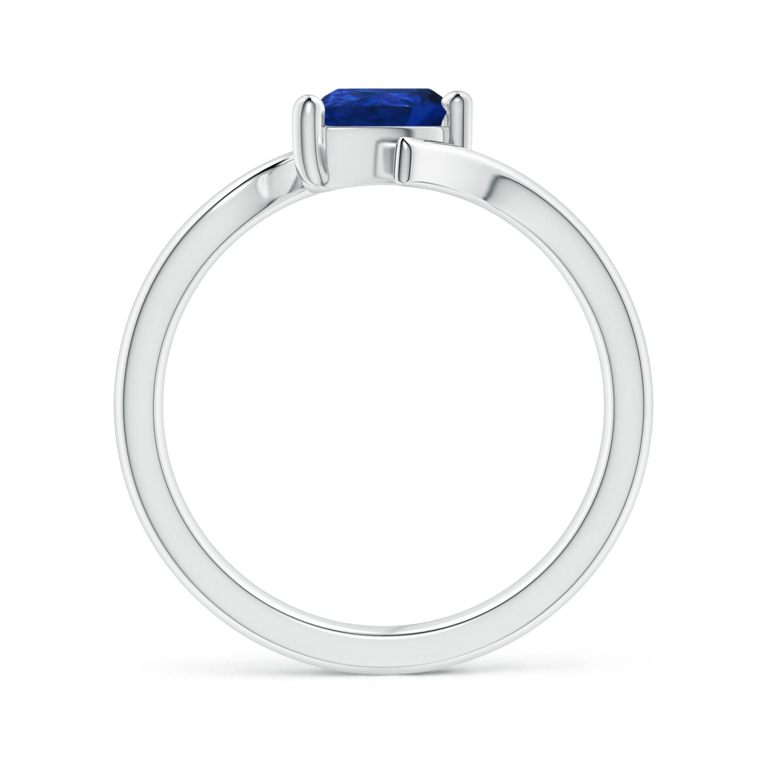7x5mm AAA Bypass Pear-Shaped Blue Sapphire Ring in 18K White Gold