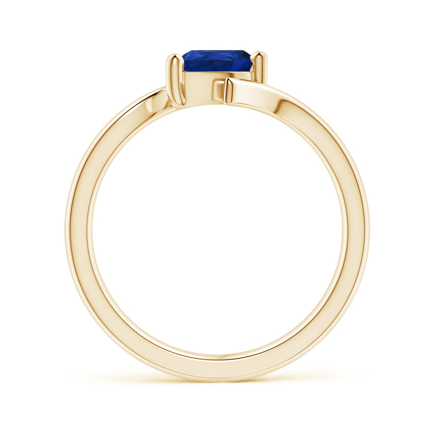 7x5mm AAA Bypass Pear-Shaped Blue Sapphire Ring in 18K Yellow Gold