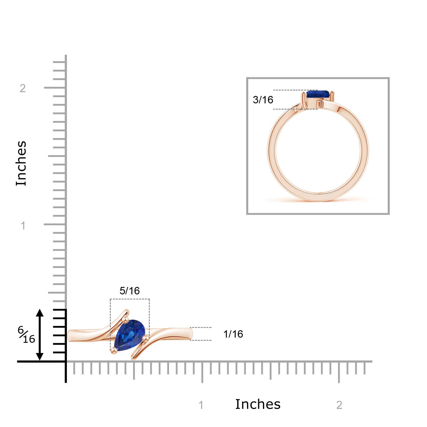 AAA - Blue Sapphire / 0.75 CT / 14 KT Rose Gold