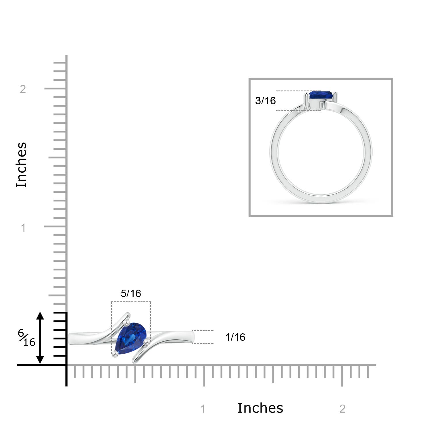 AAA - Blue Sapphire / 0.75 CT / 14 KT White Gold