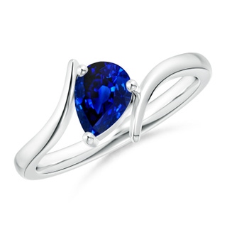 7x5mm AAAA Bypass Pear-Shaped Blue Sapphire Ring in P950 Platinum