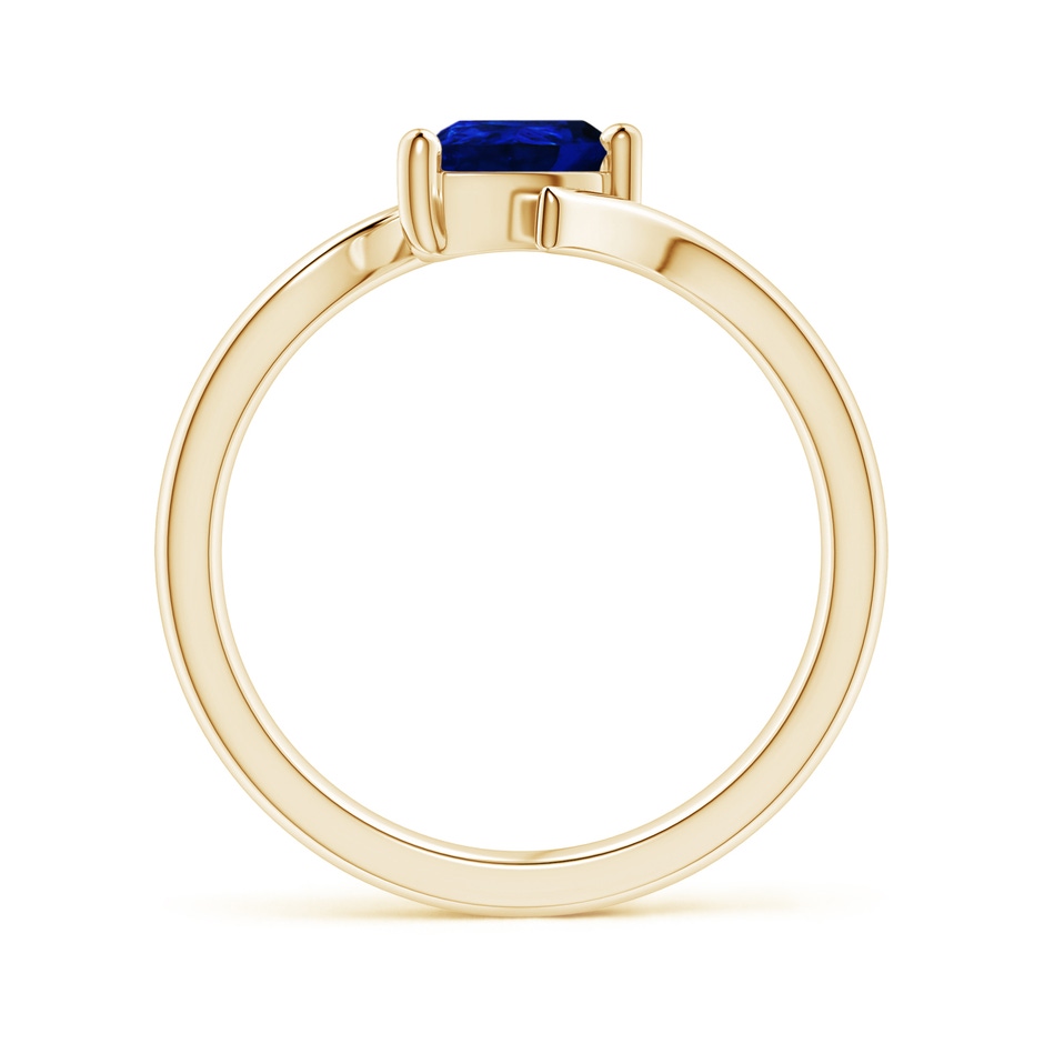 7x5mm AAAA Bypass Pear-Shaped Blue Sapphire Ring in Yellow Gold side-1