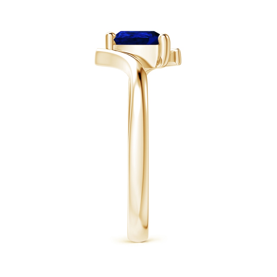 7x5mm AAAA Bypass Pear-Shaped Blue Sapphire Ring in Yellow Gold side-2