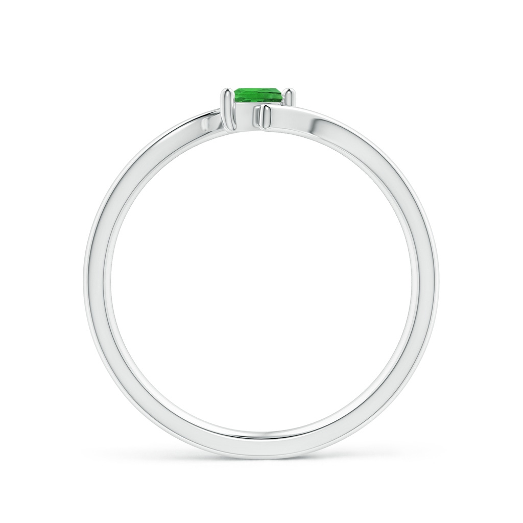 4x3mm AAAA Bypass Pear-Shaped Tsavorite Ring in White Gold Side-1
