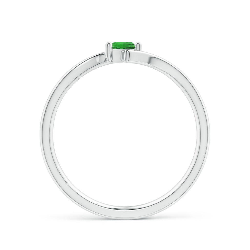 4x3mm AAAA Bypass Pear-Shaped Tsavorite Ring in White Gold - side 199