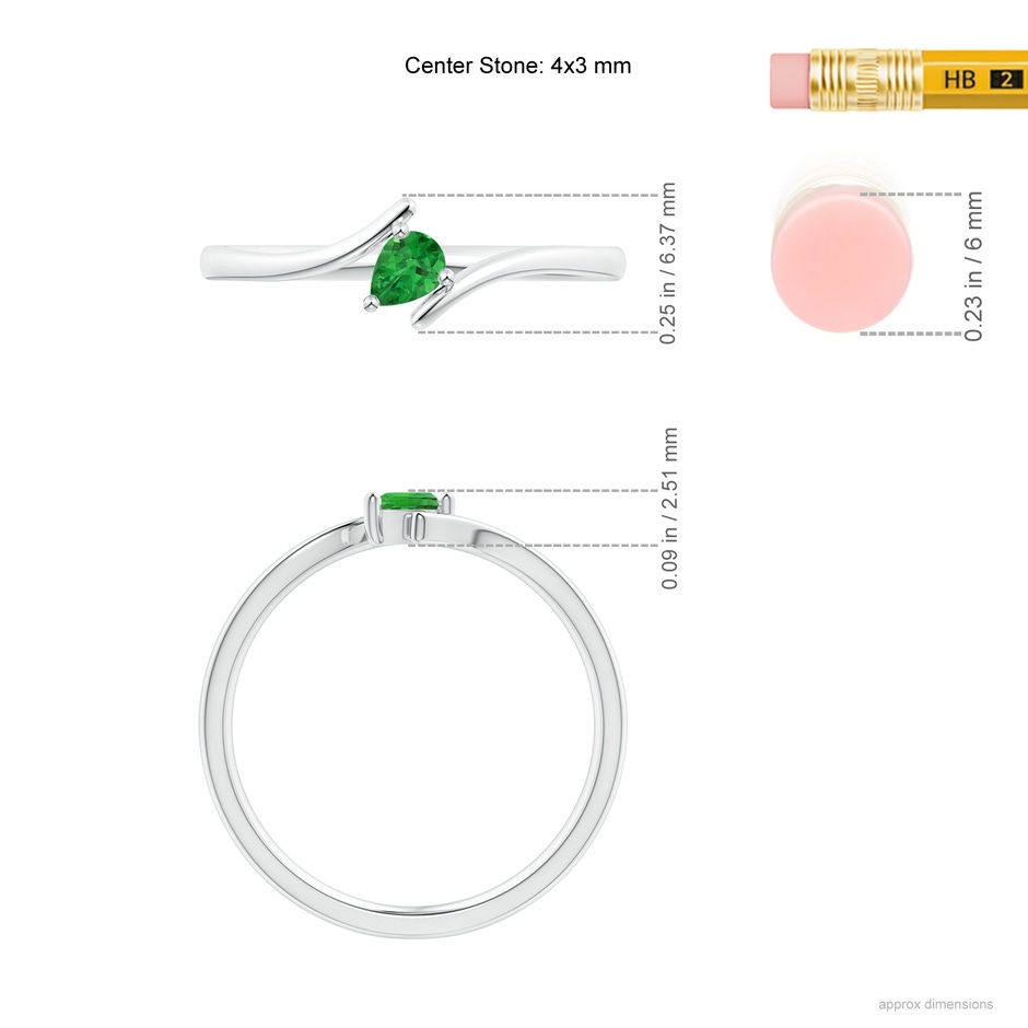 4x3mm AAAA Bypass Pear-Shaped Tsavorite Ring in White Gold ruler