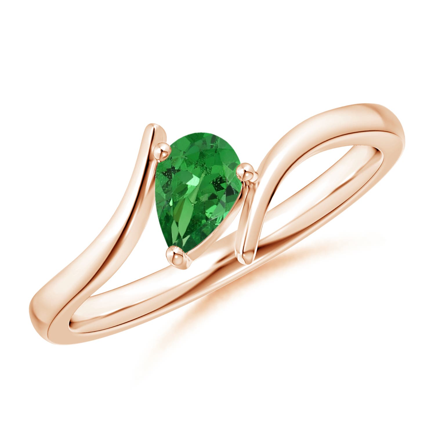 6x4mm AAA Bypass Pear-Shaped Tsavorite Ring in Rose Gold
