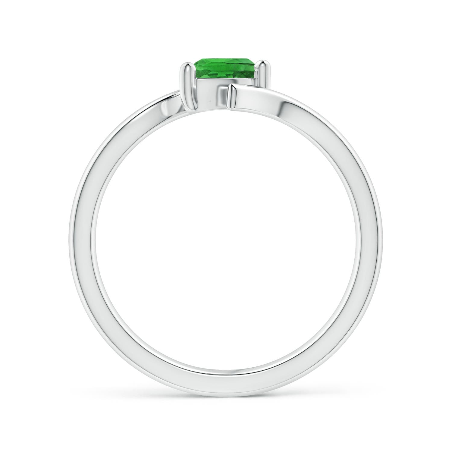 6x4mm AAAA Bypass Pear-Shaped Tsavorite Ring in 18K White Gold - side 2