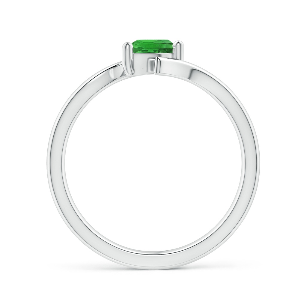 6x4mm AAAA Bypass Pear-Shaped Tsavorite Ring in 18K White Gold - side 199