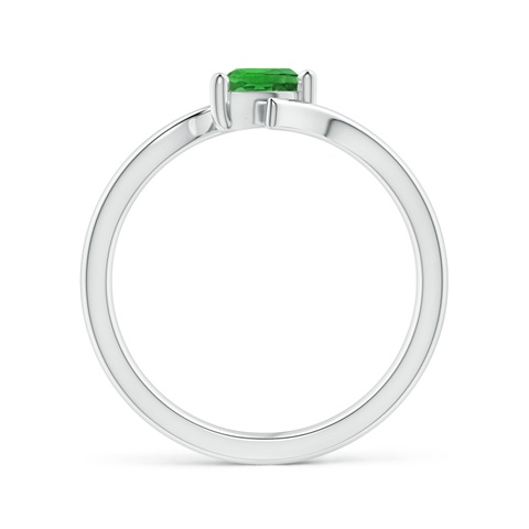 6x4mm AAAA Bypass Pear-Shaped Tsavorite Ring in 18K White Gold - side 3