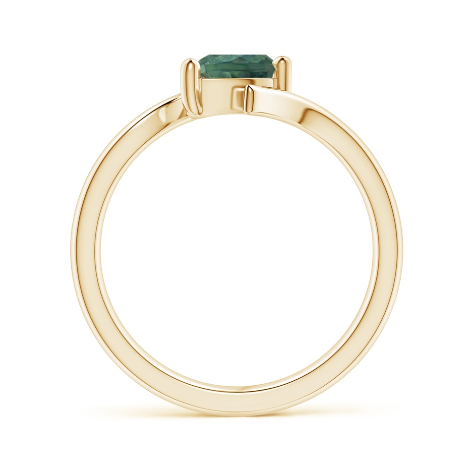 7x5mm AA Bypass Pear-Shaped Teal Montana Sapphire Ring in 9K Yellow Gold side 1