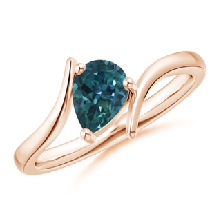 7x5mm AAA Bypass Pear-Shaped Teal Montana Sapphire Ring in Rose Gold