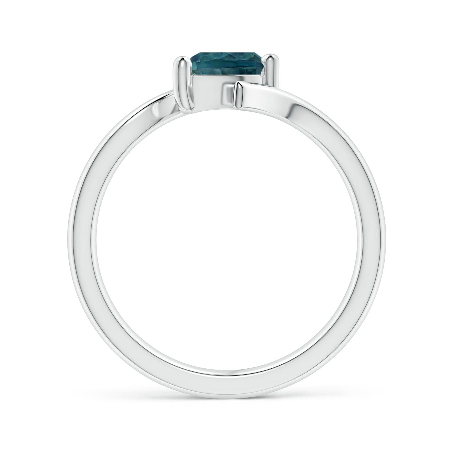 7x5mm AAA Bypass Pear-Shaped Teal Montana Sapphire Ring in White Gold - side 1