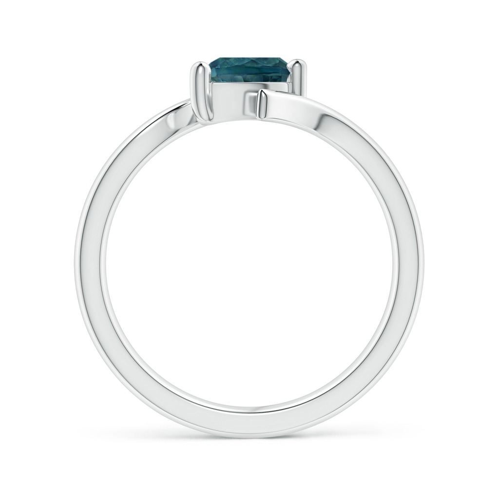 7x5mm AAA Bypass Pear-Shaped Teal Montana Sapphire Ring in White Gold Side 1