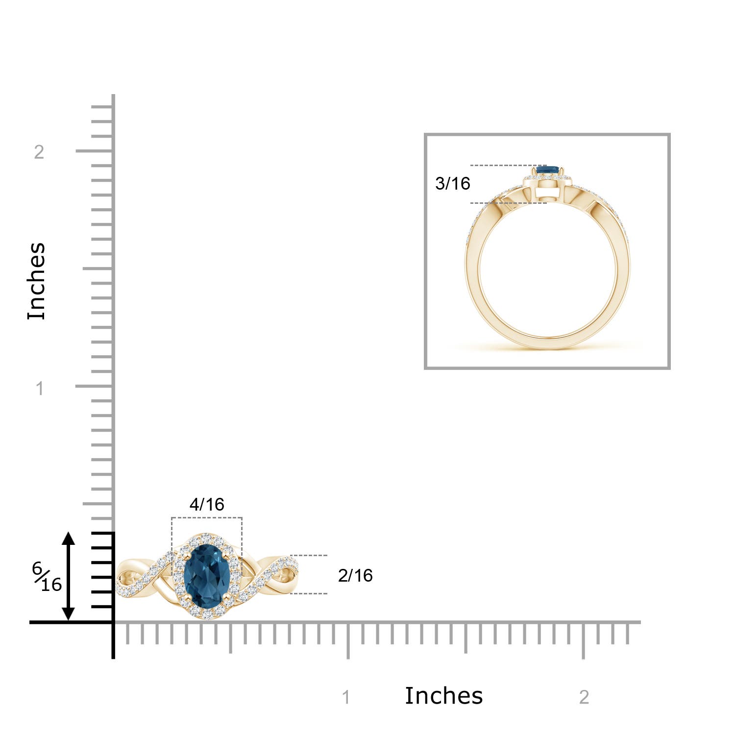 AA - London Blue Topaz / 0.76 CT / 14 KT Yellow Gold