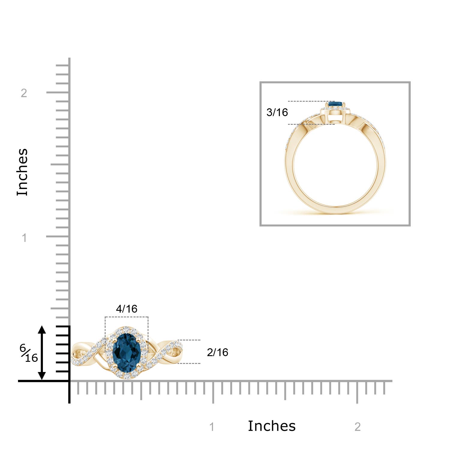 AAA - London Blue Topaz / 0.76 CT / 14 KT Yellow Gold