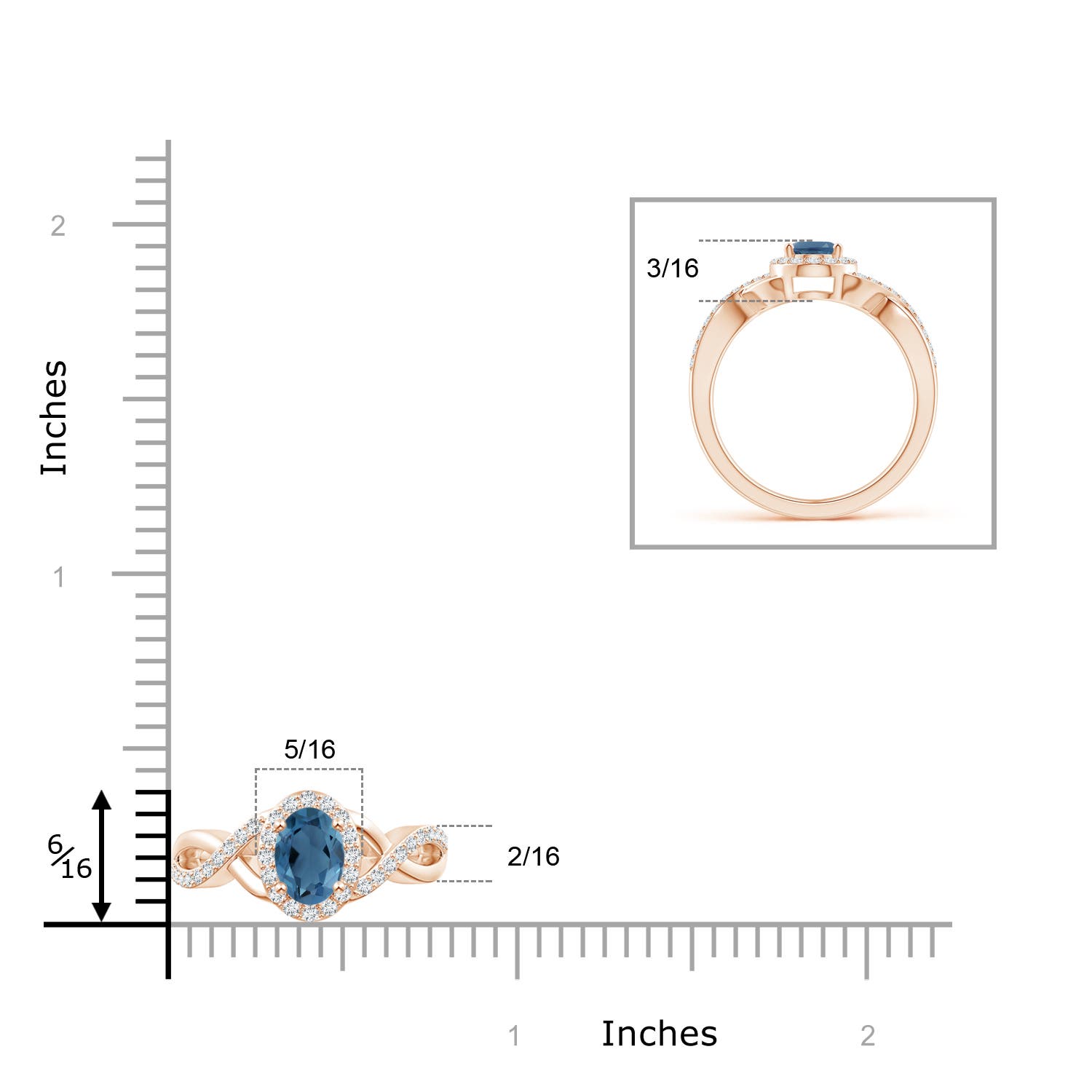 A - London Blue Topaz / 1.24 CT / 14 KT Rose Gold